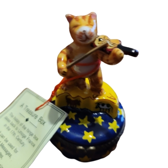 TRINKET box CAT & Fiddle treasure box hinge box cat violin moon cute fun - Picture 1 of 16